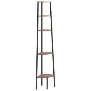 vidaXL 5 līmeņu stūra plaukts, tum&scaron;i brūns, melns, 45,5x31,5x180 cm