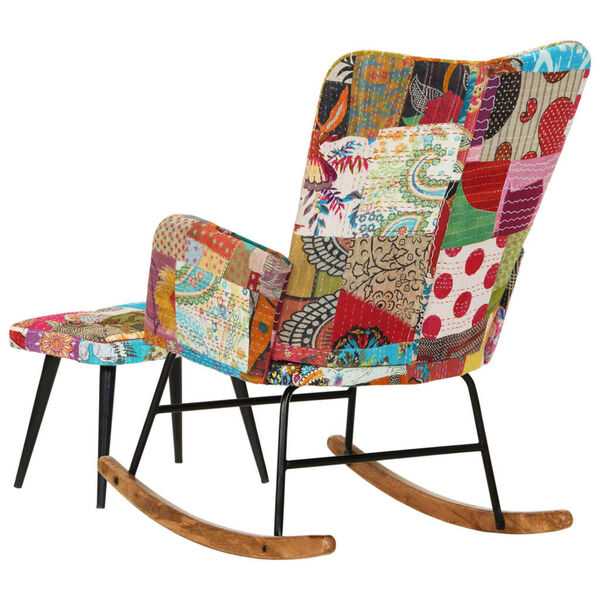 vidaXL &scaron;ūpuļkrēsls ar kājsoliņu, krāsains tekstilmozaīkas audums