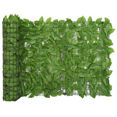 vidaXL balkona aizslietnis ar zaļām lapām, 600x75 cm