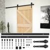 vidaXL Slīdo&scaron;ās durvis Dabiska un melna 100 x 210 cm Priedes masīvkoks