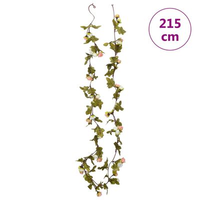 vidaXL mākslīgo ziedu vītnes, 6 gab., šampanieša krāsā, 215 cm