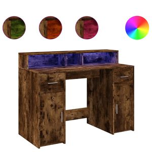 vidaXL rakstāmgalds, LED, ozola krāsa, 120x55x91 cm, inženierijas koks