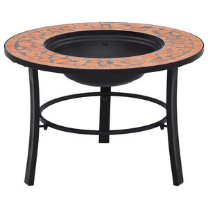vidaXL ugunskura vietas galds, mozaīka, 68 cm, sarkanbrūns, keramika