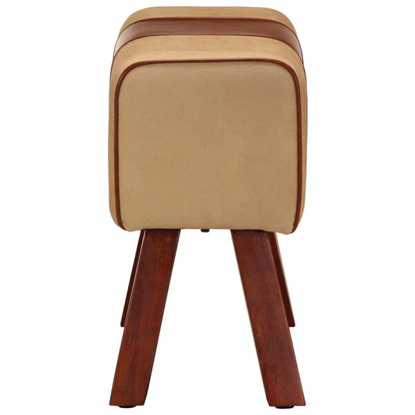 vidaXL vingro&scaron;anas buks, 58 cm, brūna dabīgā āda, mango masīvkoks