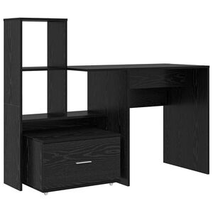 vidaXL Galds Melns ozolkoks Inženierijas koks 131,5 x 50 x 106,5 cm