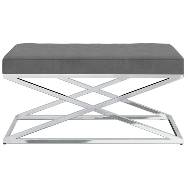 vidaXL sols, tum&scaron;i pelēks samts un nerūsējo&scaron;s tērauds