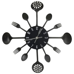 vidaXL sienas pulkstenis, karo&scaron;u un dak&scaron;u dizains, melns, 40 cm