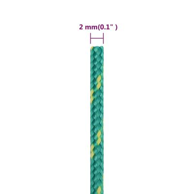 vidaXL laivu virve, zaļa, 2 mm, 25 m, polipropilēns