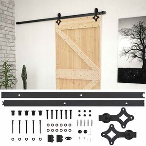 vidaXL Slīdo&scaron;ās durvis 90 x 210 cm Priedes masīvkoks Dabiska un melna