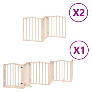 vidaXL suņu vārti ar durvīm, salokāmi, 12 paneļi, 600 cm, papeles koks