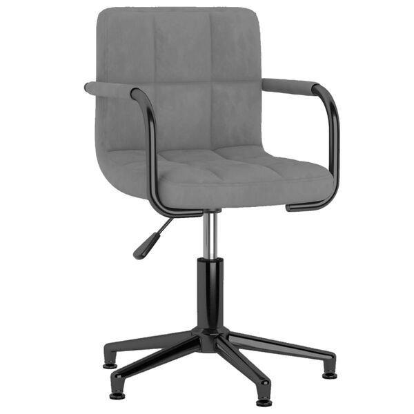 vidaXL grozāms virtuves krēsls, gaiši pelēks samts