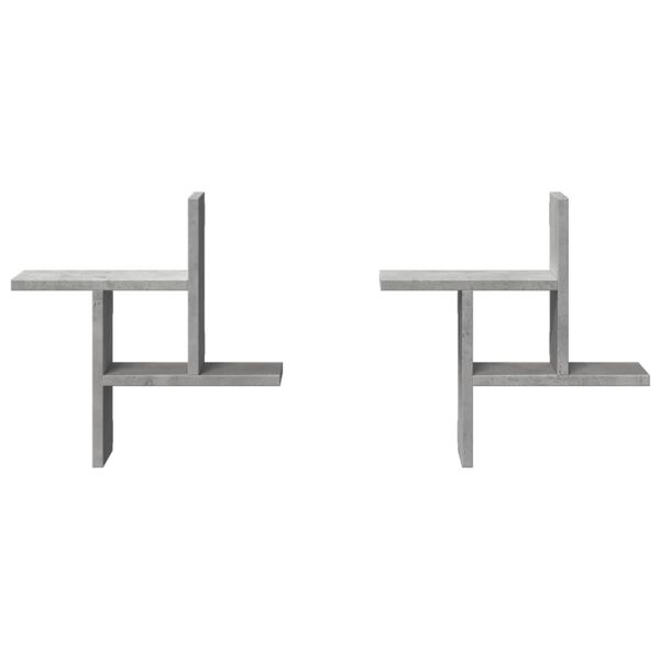 vidaXL sienas plaukti, 2 gab., pelēki, 38x12x38 cm, inženierijas koks