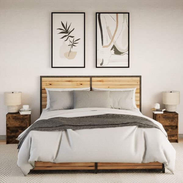 vidaXL naktsskapī&scaron;i ar LED, 2 gab., ozolkoka krāsā, inženierijas koks