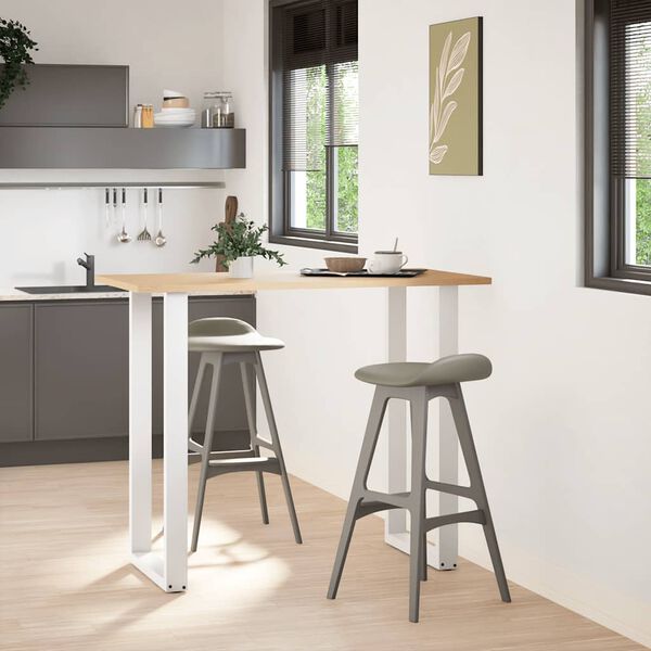 vidaXL bāra galda kājas, U-veida, 2 gab., baltas, 60x(110-111) cm, tērauds