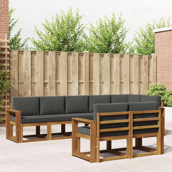 vidaXL Āra dīvānu komplekts ar spilvenu 8 pcs Dabisks un antracīts