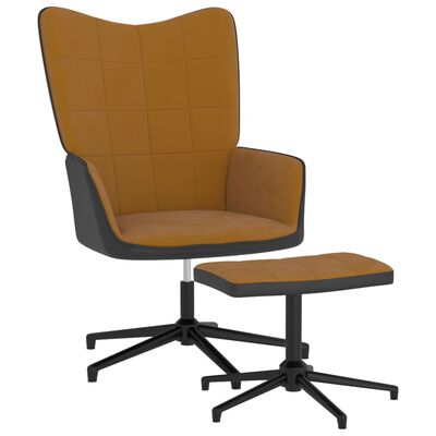 vidaXL atpūtas krēsls ar kāju balstu, brūns, samts un PVC