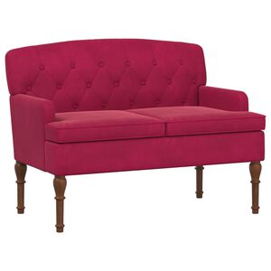 vidaXL Divvietīga mēbele ar pogu pūkām Vīna sarkans 111 x 65 x 79 cm
