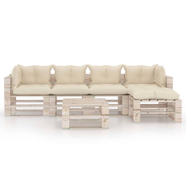 vidaXL 6-daļīgs dārza pale&scaron;u mēbeļu komplekts ar matračiem, priede