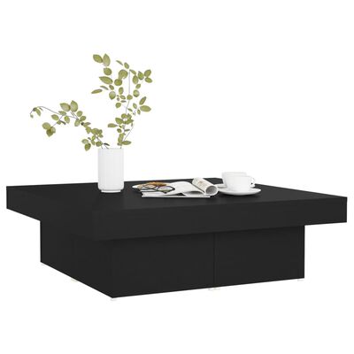 vidaXL kafijas galdiņš, melns, 90x90x28 cm, skaidu plāksne