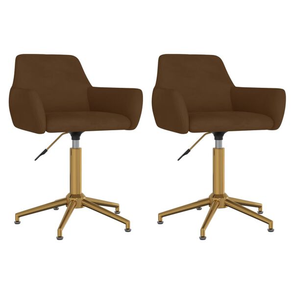 vidaXL grozāmi virtuves krēsli, 2 gab., brūns samts