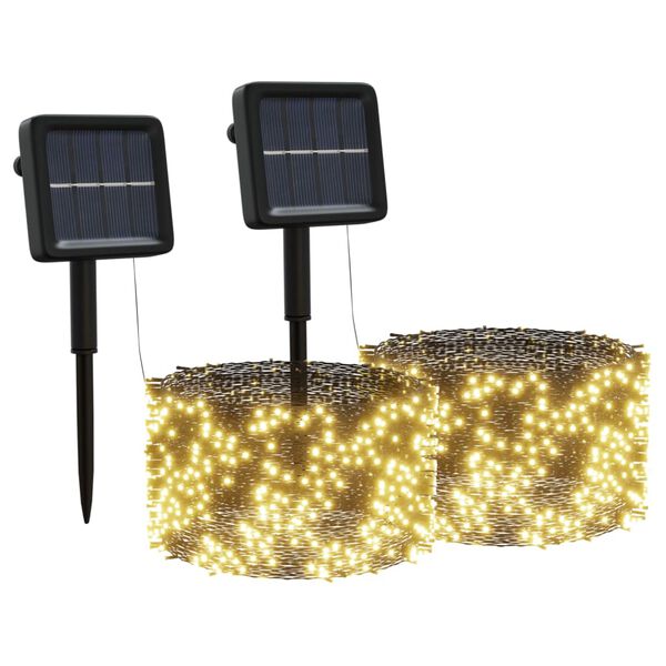vidaXL solārā lampiņu virtene, 2 gab., 2x200 LED, silti balta