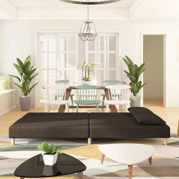 vidaXL 2-vietīga dīvāngulta ar diviem spilveniem, brūns audums