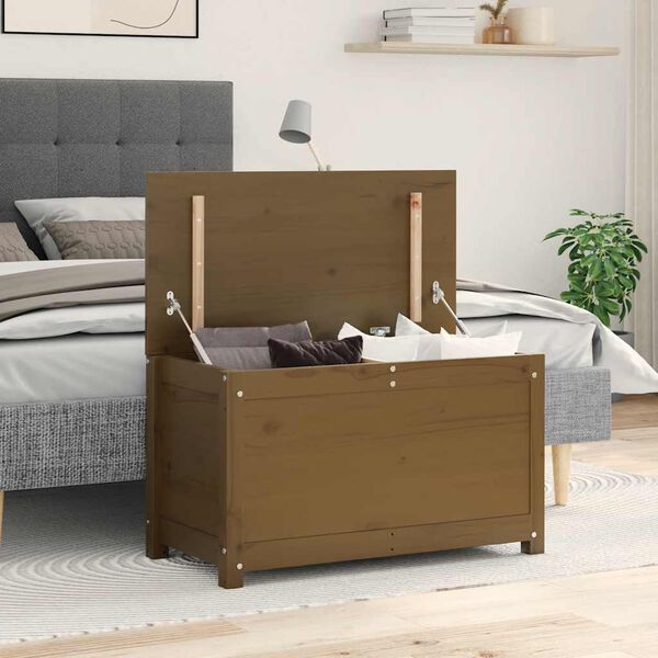 vidaXL uzglabāšanas kaste, brūna, 80x40x45,5 cm, priedes masīvkoks