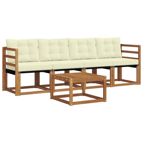 vidaXL Āra dīvānu komplekts ar spilvenu 5 pcs Dabisks un krējuma