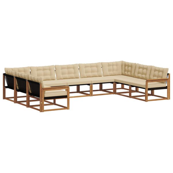 vidaXL Āra dīvānu komplekts ar spilvenu 9 pcs Dabisks un bē&scaron;s