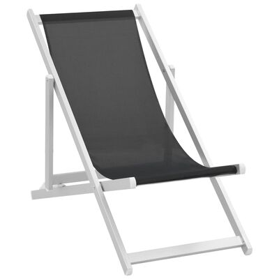 vidaXL pludmales krēsli, 2 gab., alumīnijs, tekstilēns, melni