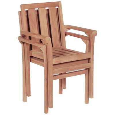 vidaXL dārza krēsli, 2 gab., masīvs tīkkoks, saliekami viens uz otra