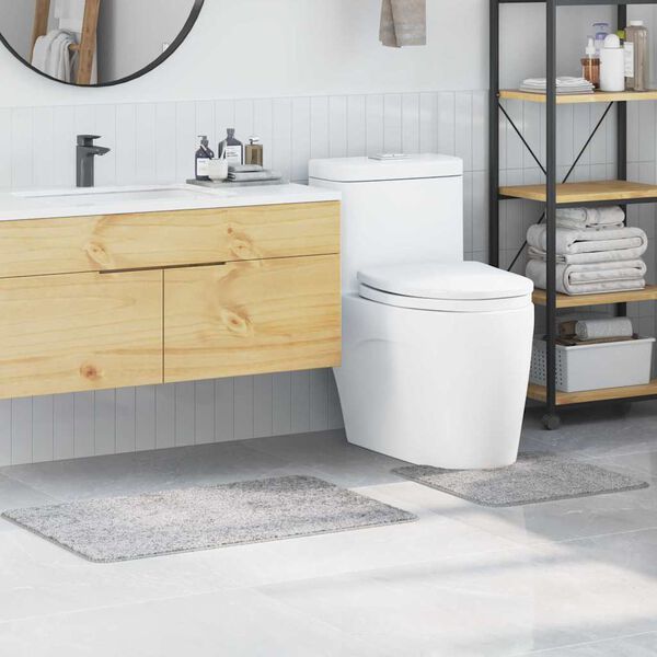 vidaXL Antislip vannas paklāju komplekts 2 pcs Pelēka PP