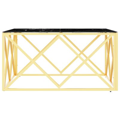 vidaXL kafijas galdiņš, zelta, 80x80x40 cm, nerūsējošs tērauds, stikls