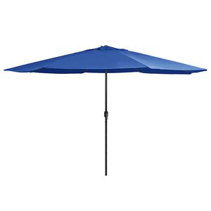 vidaXL dārza saulessargs ar metāla kātu, 390 cm, debeszils