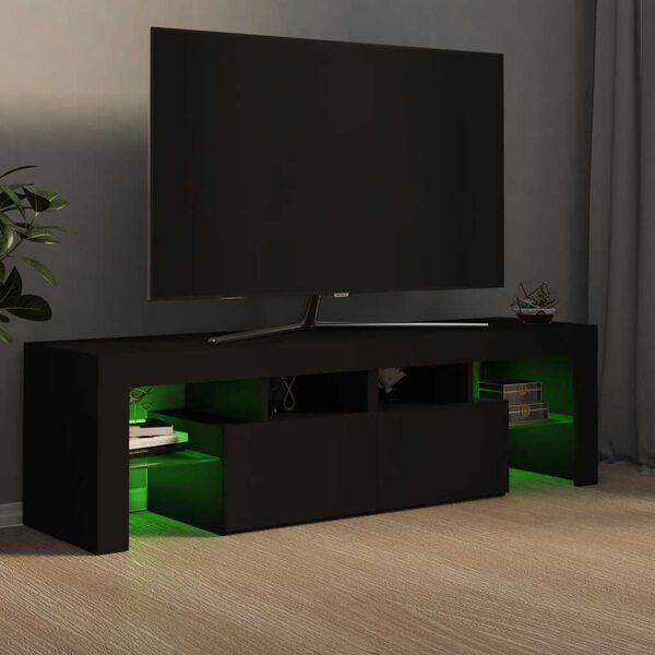 vidaXL TV galdiņ&scaron; ar LED lampiņām, 140x36,5x40 cm, melns