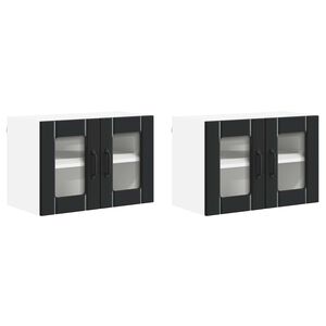 vidaXL Sienas stikla skapis LUCCA 2 pcs Melns 60 x 31 x 40 cm