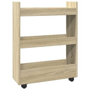 vidaXL &scaron;auri glabā&scaron;anas ratiņi, 3 līmeņi, ozola, konstruēts koks