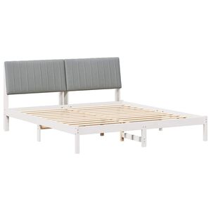 vidaXL Gultas rāmis Gai&scaron;i pelēks 180 x 200 cm Ciets priedes koks