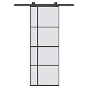 vidaXL bīdāmās durvis ar stiprinājumiem, stikls, alumīnijs, 76x205 cm