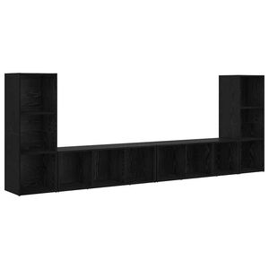vidaXL TV skapī&scaron;u komplekts 4 pcs Melns ozolkoks 37 x 35 x 107 cm