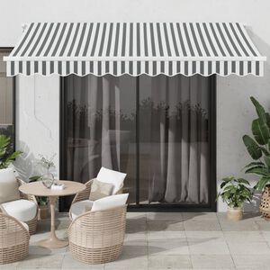 vidaXL automātiski izvelkama markīze, LED, pelēka un balta, 350x250 cm