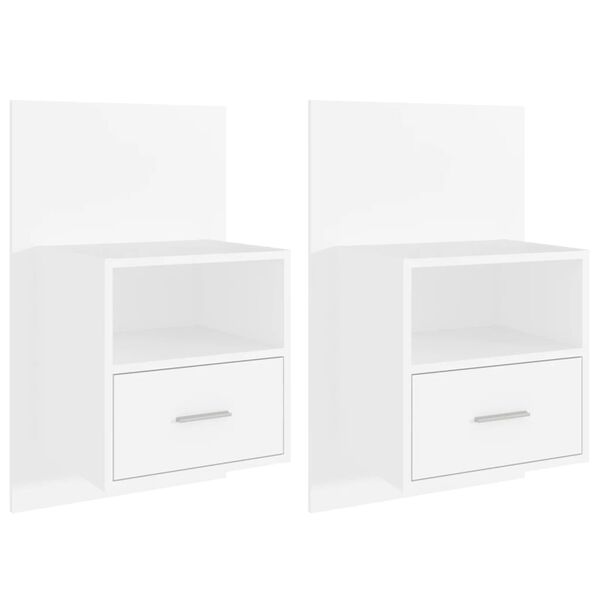 vidaXL sienas naktsskapī&scaron;i, 2 gab., balti