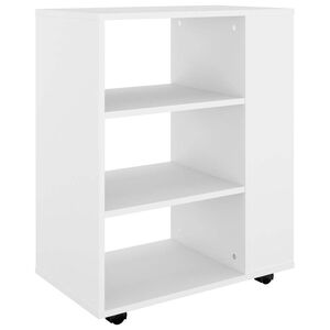 vidaXL plaukts ar riteņiem, balts, 60x35x75 cm, inženierijas koks