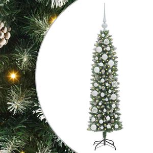 vidaXL Mākslīgs slaids Ziemassvētku koks Zaļ&scaron; un balts 120 cm