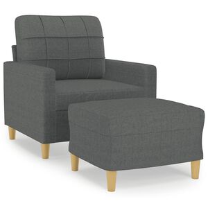 vidaXL atpūtas krēsls ar kājsoliņu, 60 cm, tum&scaron;i pelēks audums