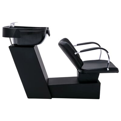 vidaXL frizieru krēsls ar izlietni, melns, 137x59x82 cm, mākslīgā āda