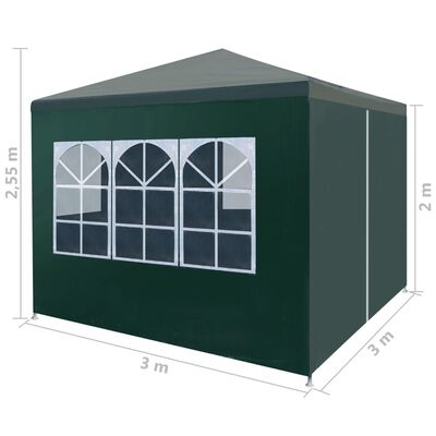 vidaXL svinību telts, zaļa, 3x3 m