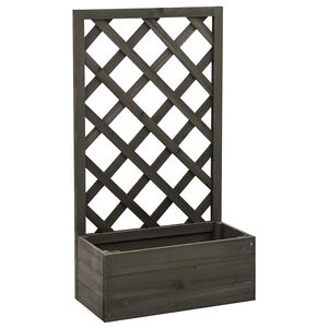 vidaXL puķu kaste ar &scaron;paleru, pelēka, 50x25x90 cm, egles masīvkoks