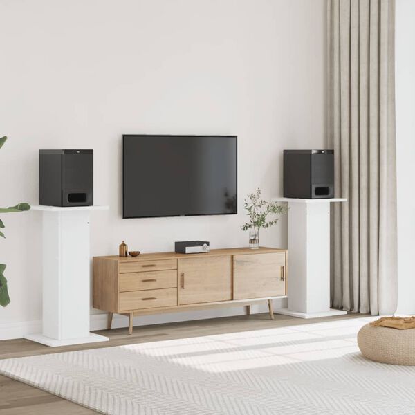 vidaXL skaļruņu statīvi, 2 gab., balti, 30x30x95 cm, inženierijas koks