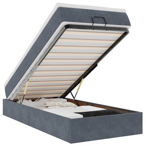 vidaXL Osmaņu gultas rāmis ar matrača tum&scaron;i pelēks 90x190cm samts